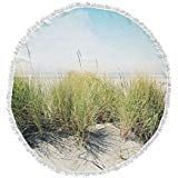 Kess InHouse Sylvia Cook Dandelion Seedhead White Aqua Round Beach Towel Blanket Kess InHouse Sylvia Cook Dandelion Seedhead White Aqua Round Beach Towel Blanket